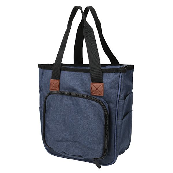 Oxfordtyg stickning förvaringsväska garn virkning sticknål arrangör sytillbehör denim blå