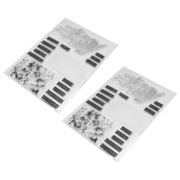 2 stk klart stempel Engelske ordmønster Klart Sikker Gjenbrukbar TPR Multi Purpose Transparent stempel for kort Konvoluttfremstilling