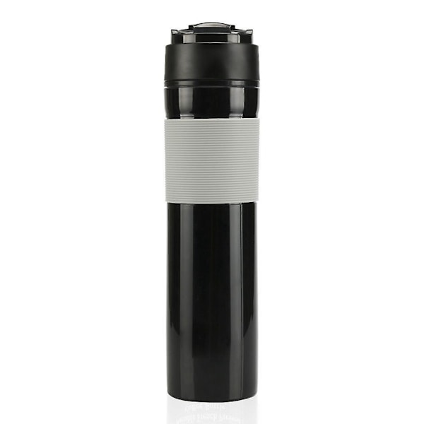 Portabel Espressomaskin Kaffebryggare Resekaffebryggare med Filter 350ml Flaska Kaffepress Te- och Kaffeservis Manuellt Driven (Svart)