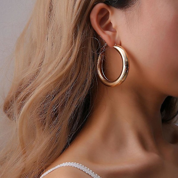 Boho Store Hoop Øreringe Delikate Hængende Guld Runde Store Øredråber Overdrevne Cirkel Hoop Cuff Øreringe til Kvinder og Piger