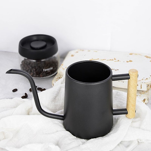 Vattningskanna i Rostfritt Stål 35 Oz 1000 Ml Lång Pip för Inomhusväxter Bonsai Utomhus Trädgård Blomma Svart