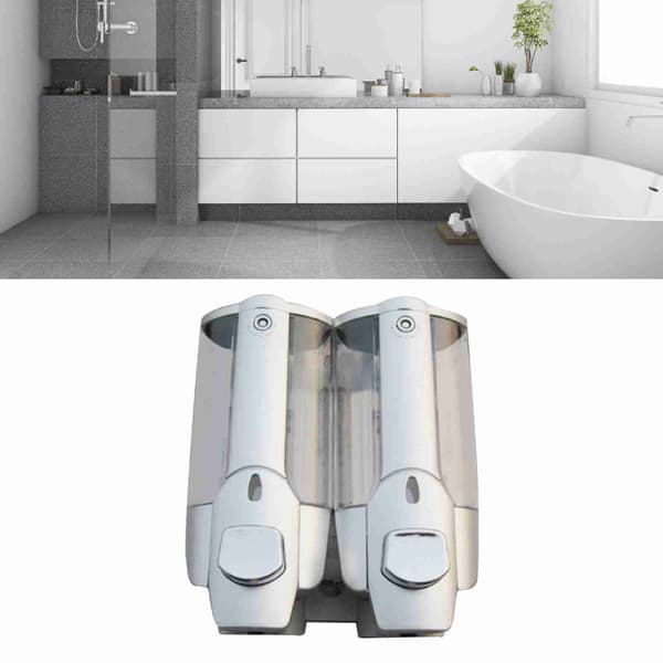 2 stk. bruse- og shampoodispenser, multifunktionel vægmonteret sæbedispenser til hjemmekøkken og badeværelse, 350 ml