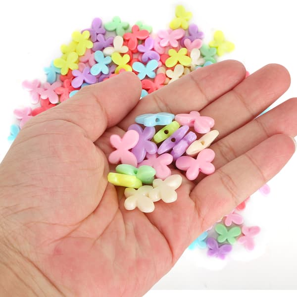 300 STK Sommerfugleformede Farverige Plastperler til DIY Tøjtilbehør Materialer