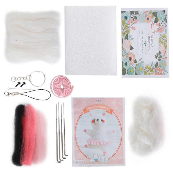 Nålfiltningskit Ull Kemisk Fiber DIY Djur Handgjord Leksak Konst Hantverk för Nybörjare(185# Balett Alpacka )