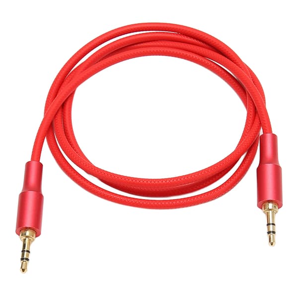 3,5 mm han til han lyd Aux-kabel Professionel nylonvævet 3,5 mm stereolydkabel til hovedtelefoner Bilhøjttaler 1 m Rød