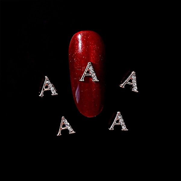 Gyldne 3D-bogstav negle-rhinestones - Sæt med 10 stykker Q