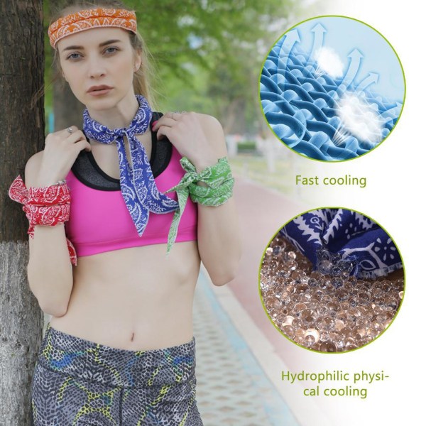 8 stk. Kjøleskjerf Wrap Sommer Kjølig Is Håndkle Kald Følelse Skjerf Hals Wrap Hodebånd Is Skjerf Krage Hals for Utendørs Løping Sykling