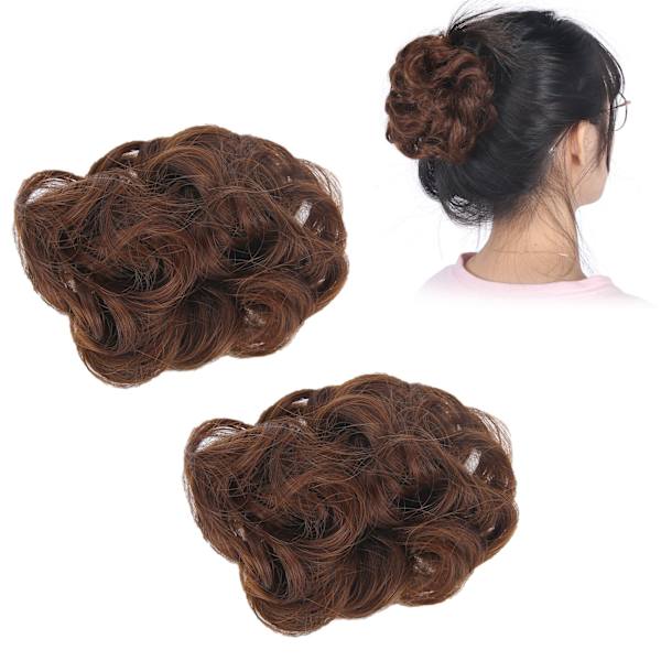 2st Ljusbrun Kvinnor Smutsigt Hårbulle Högtemperaturfiber Syntet hårstycke Chignon