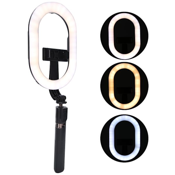 Foldbart Selfie Light Genopladeligt dæmpbart lys med stativ Stand Telefonholder til Makeup Live Stream
