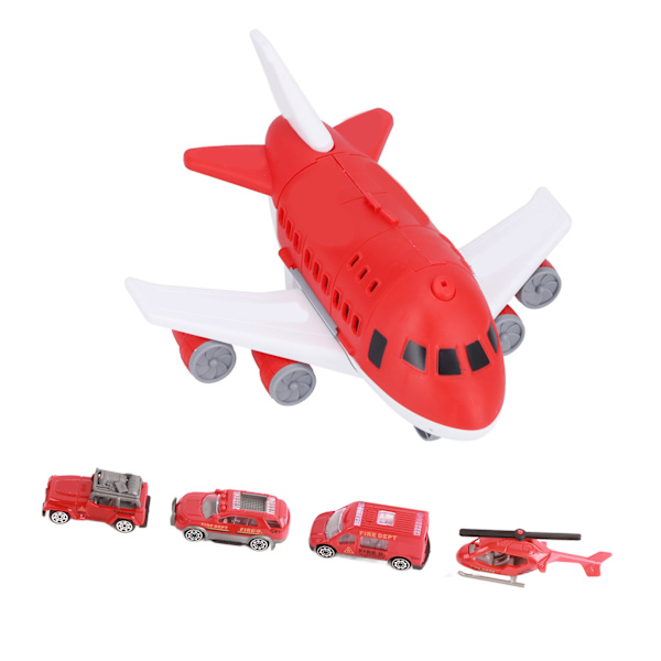 Flygplan Leksak Set DIY Montering Transportplan Lastmodell Leksak med Helikopter Billeksak Röd