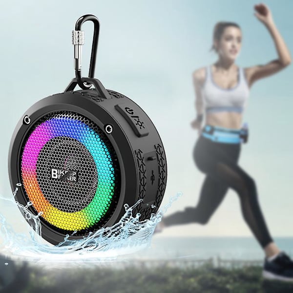 Bärbar vattentät Bluetooth -högtalare med LED-ljus, 10W uteffekt, 6 timmars speltid - Idealisk för dusch, utomhusbruk och trådlös radio