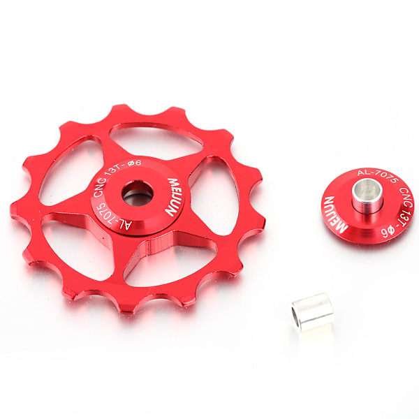 Alumiininen maantiepyörän ohjainpyörän laakeri Derailleur-pyörän ohjainrulla (punainen, 13T)