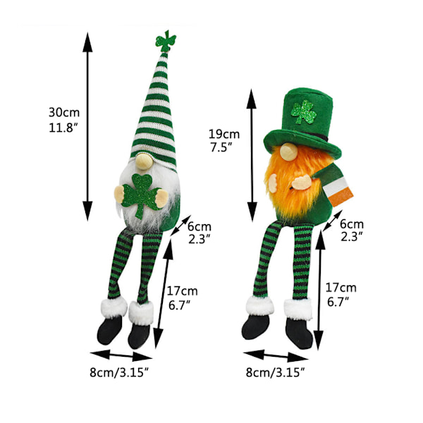 3 kpl Pyhän Patrickin päivän tonttupehmolelu Shamrock-pehmolelu tonttulelu kodin koristeluun lahja