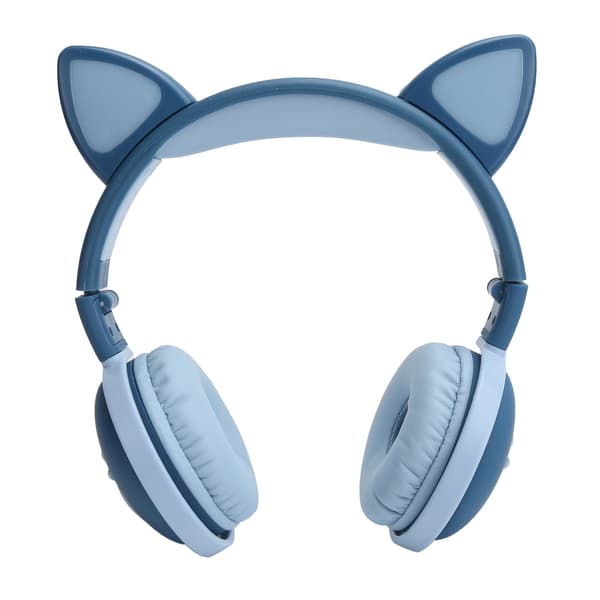 Søde katteøre glødende trådløse Bluetooth-hovedtelefoner HIFI Sports foldbare headset med LED-lys (mørkeblå)