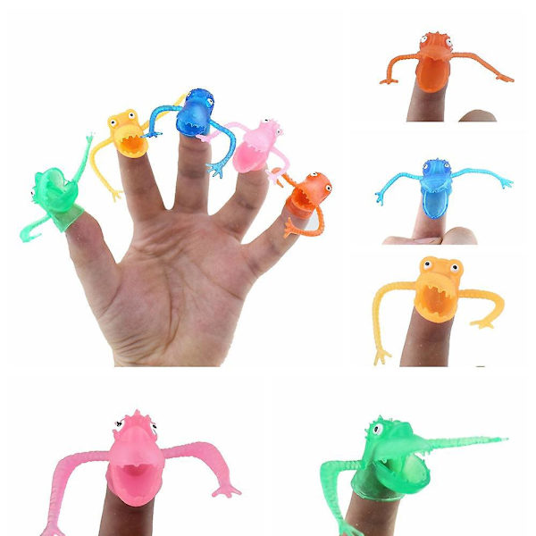 10st Multicolor PVC Plast Dinosaur Finger Puppets Set - Mini Barnleksaker