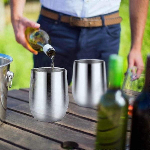 2 st Isolerade Vinmuggar med Lock, 35 cl Rostfritt Stål Vinglas Mugg Dubbelvägg Vakuum