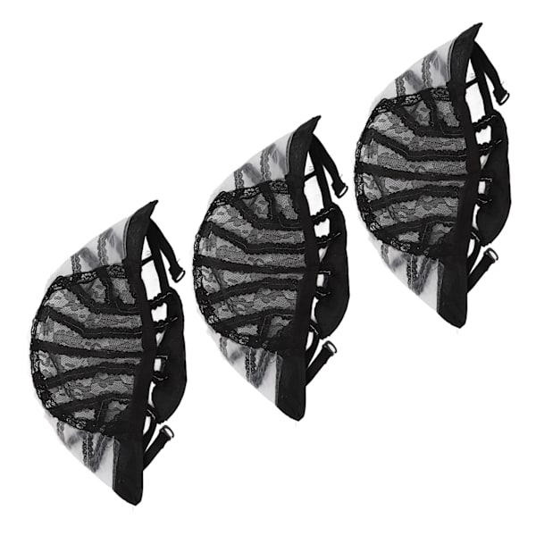 3 STK Elastisk parykk Nettinghette Svart Nylon Pustende Strekkbart Fake Hårtrekk for Cosplay Makeup