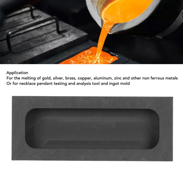 Rektangulær grafittstøpeform - ideell for støping, smelting og raffinering av gull og sølv 60*24*8mm