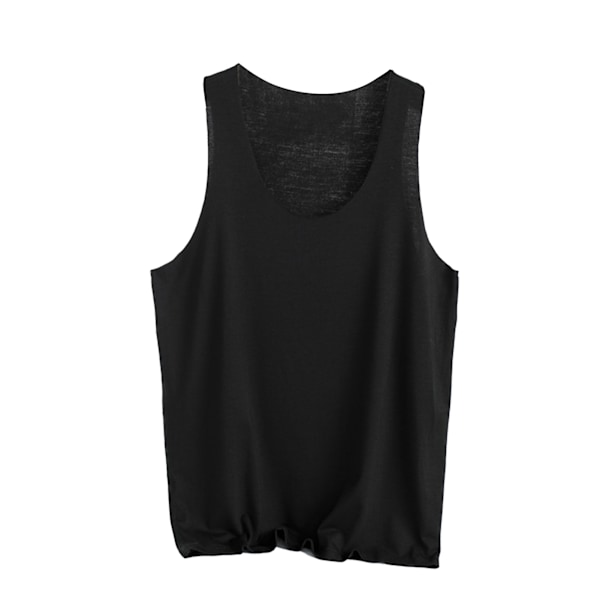 Men Sleeveless Shirts Seamless Design Wide Shoulder Soft Breathable Stylish Skin Friendly Men Tank Top for Sports Black L