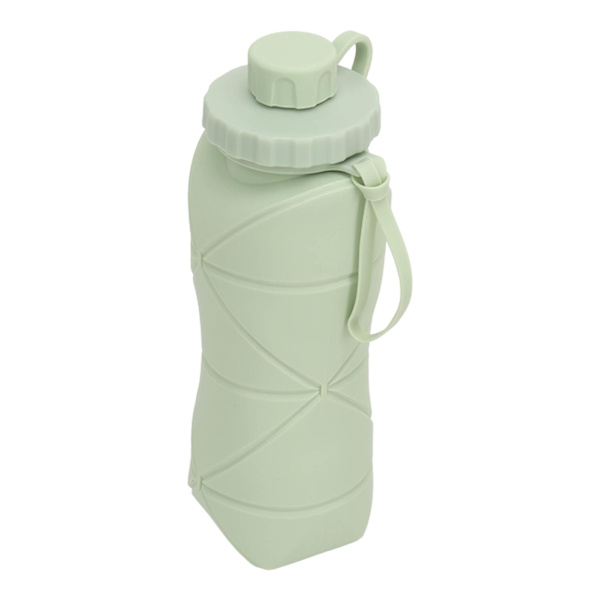 Sammenklappelig vandflaske med stor kapacitet, fødevarekvalitet silikone, varme- og kuldebestandig, bærbar rejse sportsvandkop, grøn, 600 ml