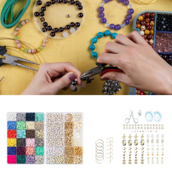 48 rutenett 7200 stk Clay Beads Armbånd Laging Kit Forbedrer kreativiteten DIY Utsøkt armbånd Making Kit for Craft