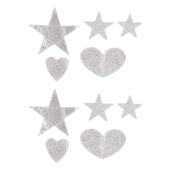 10 stk. stjerneformede rhinstenapplikationer selvklæbende DIY hjerte stryge på patches sy på patches til hatte tasker jakker