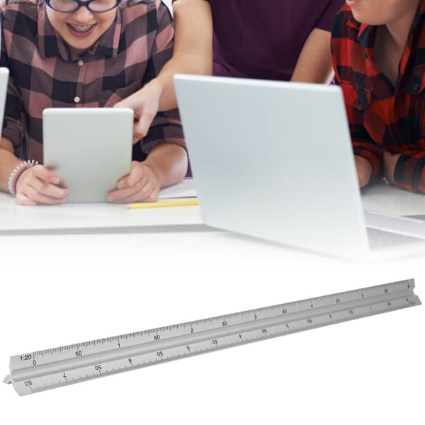 30 cm triangulär skalstock i aluminiumlegering, multifunktionell ingenjörsmätlinjal