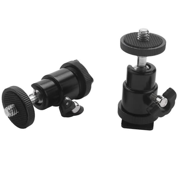 Mini Kulhuvud [2-pack] Med Blixtskofäste Adapter 360 Grader 1/4 Tum Små Kulhuvuden Vridbara -Ba