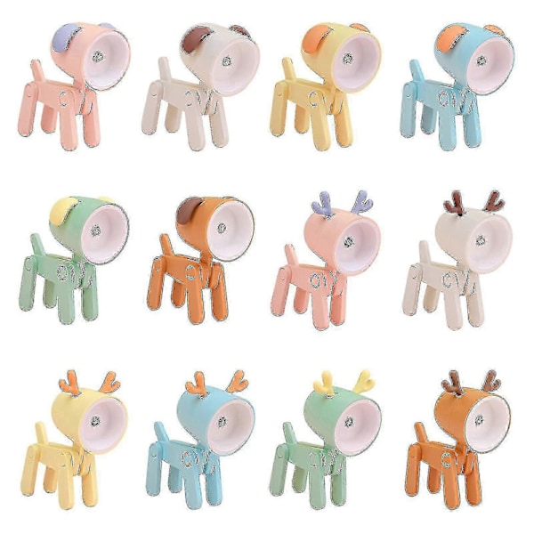 Mini Tegneserie Dyr LED Skrivebordslampe Bærbar Justerbar Søt Kjæledyr Nattlys oransje hund