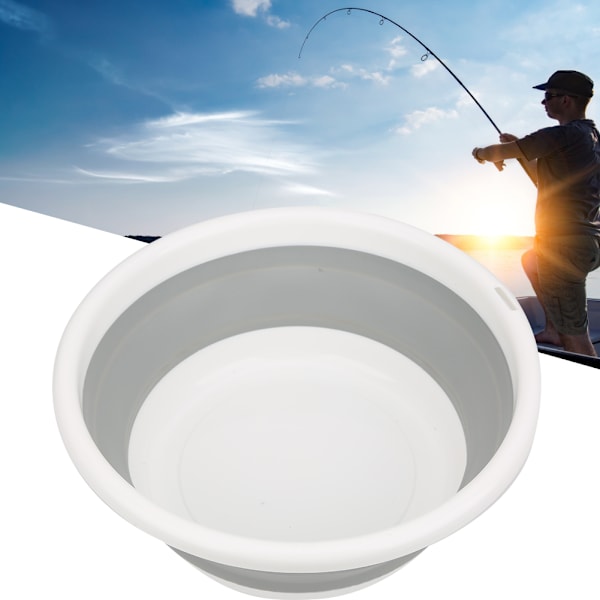 Fiskeagnbeholder i plast, sammenleggbar, multifunksjonell, for utendørsbruk, med lokk, tilbehør for reise, hjem, restaurant, hvit