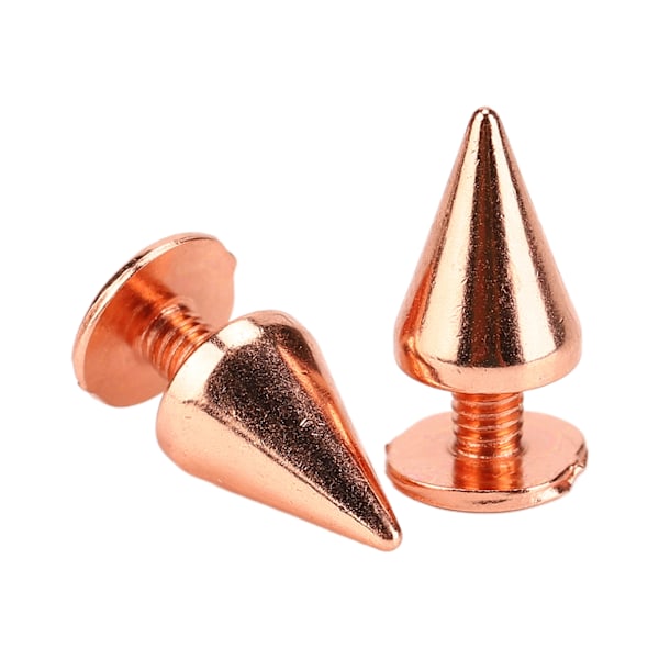 100 set spikade koner spik nitar hög hårdhet metallplätering roséguld skruv bak nitar spikar kit för DIY kläder skor 7x10mm