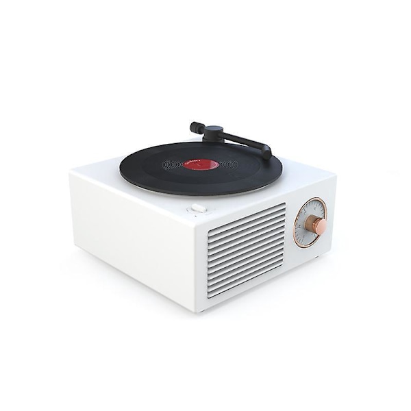 Uusi Atomic Bluetooth-kaiutin Retro Vinyyli Stereo Fonografi Pöytäkone Langaton Luova Monitoiminen Mini Pieni Kaiutin Valkoinen