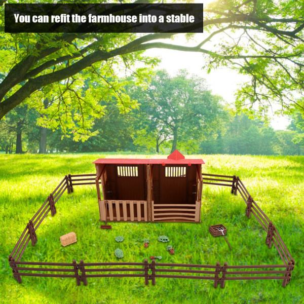 Barn Farm Toy Accessories Sett Simulering Mini Farmhouse Scene Model