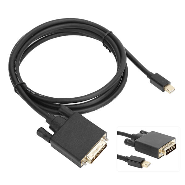 Mini DP til DVI-kabeladapter kobberleder 4K 1080P med ABS-hus1,8m/5,9ft