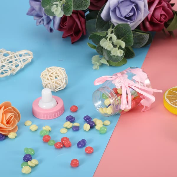 24 stk. fyllbare flasker søt godteriboks gave til babyshower-festdekorasjoner (rosa)
