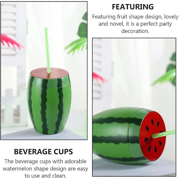 1 stk Plastik Vandmelon Formet Drikkekop Vandmelon Sippy Kop med Strå til Sommer Vandmelon Fest Tilbehør