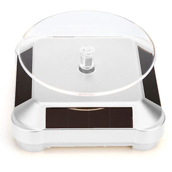 Solardriven Roterande Display, Dubbel Batteridriven Roterande Display för Smycken Spinner Klocka Hobby Samlarhylla, Silverfärg