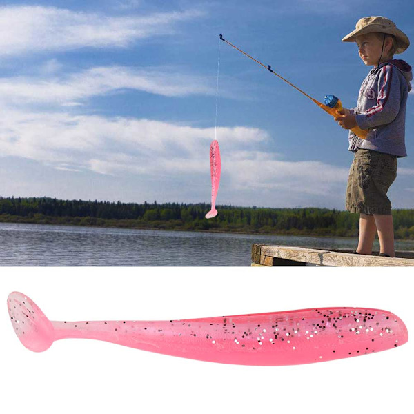 20 STK 7,5 cm myk plast fiskesluk t hale Grub orm agn fiskeutstyr tilbehør (rosa)
