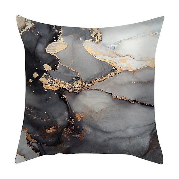 Set med 4 Kuddfodral Grå Marmor 45 x 45 cm Svart Gyllene Abstrakt Konst Sammet Mjukt Dekorativt Kuddfodral Prydnadskudde Överdrag för Soffa Sovrum Vardagsrum