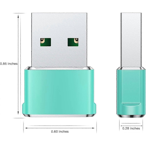 USB til USB C Adapter 3-pak, Type C Hun til A Han Opladerkabel Konverter Grøn