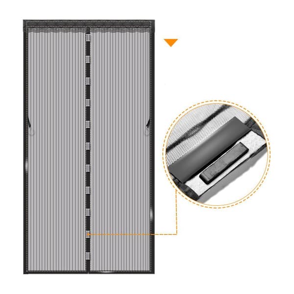 Magnetisk insektgardin 80x200cm (svarte striper + borrelås + spiker)