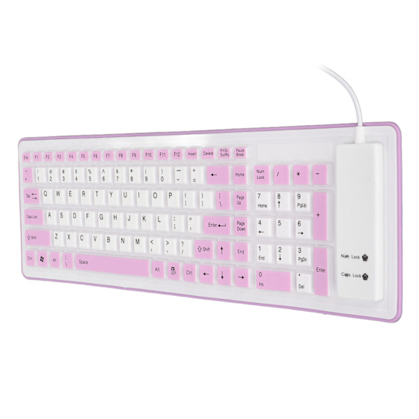 Hopfällbart Silikontangentbord 103 Tangenter USB Trådbunden Silikon Hopfällbart Vattentätt Tyst Färgfast Hopfällbart Tangentbord för PC Laptop Lila