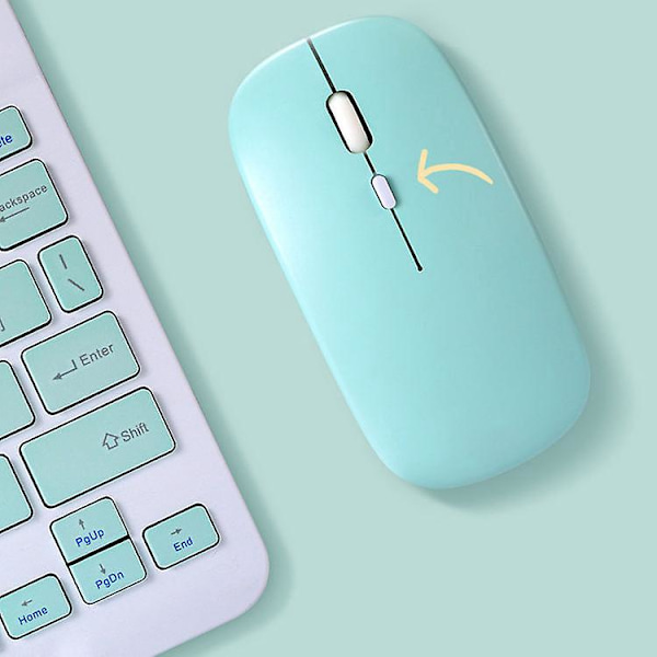 Bluebose Laddningsbar Trådlös Bluetooth-Mus - 3-Hastighets DPI-Justering, Tyst Klick - Kompatibel med Alla Bärbara Datorer (Cyan)