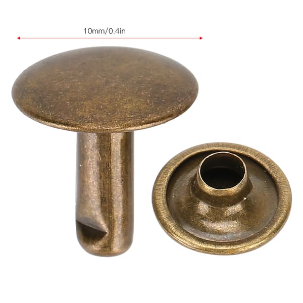 Dobbelte Hætte Nitter - Sæt med 200, 10x10mm - til Jeans, Sko, Tasker og Tøj Bronze