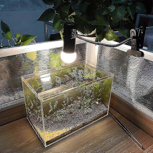 E27 med klemme og 1,8 m kabel til reptillampe, maks. 150W, fleksibel sort terrariumfatning E27 til skildpadde, clip varmelampe (uden pære)_SZXM