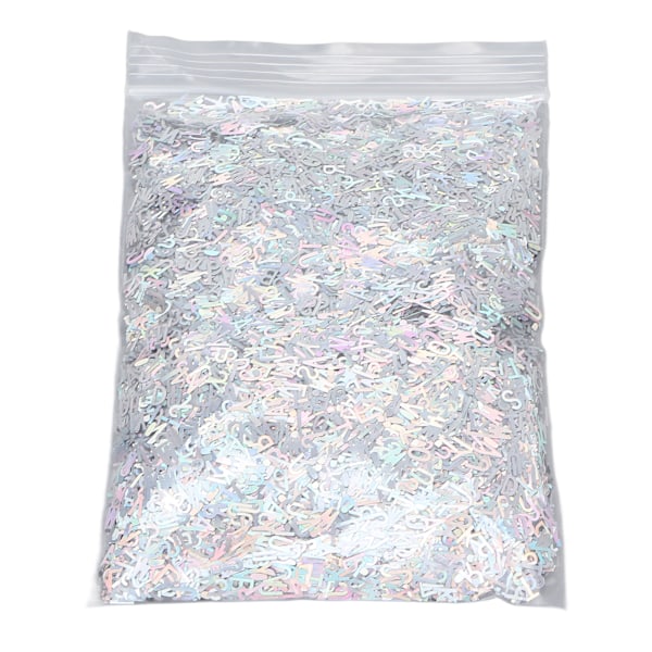 Engelska bokstavs nagelpaljetter Holografiska nagelglitter bokstäver paljetter flingor för manikyr dekoration silver 50g/1.76oz