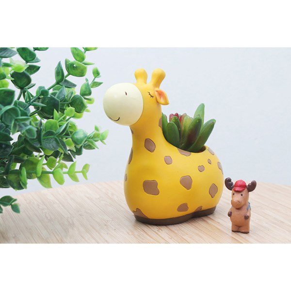 2 st giraffformad blomkruka i harts med håldekoration Snygg växtblomkruka för trädgård