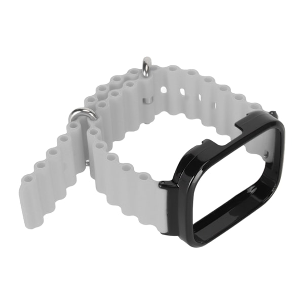 2 i 1 erstatningsklokkerem for Redmi Watch 3 Silikon Justerbar Smart Watch-armbånd med beskyttelsesveske Grå