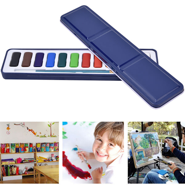 Solid Pigment Børneakvarel Maling Hurtigtørrende Pigment Kit Kunst Tilbehør 12 Farver