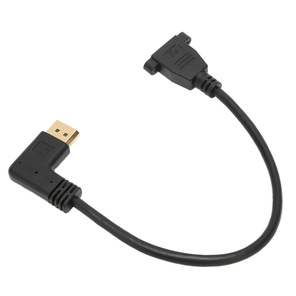 Högervinklad Displayportkabel Dubbelhål Låsbar Typ 4K HD 90 grader Armbåge Displayport Adapter för DP 1.2